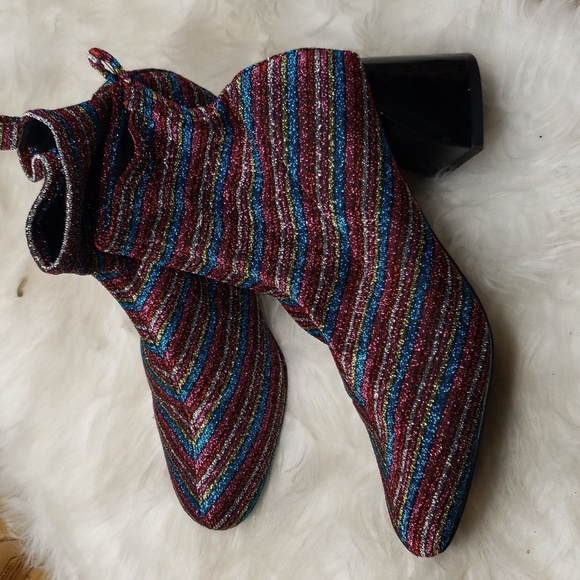ASOS DESIGN Rainbow sock boots 6 glitter shimmer disco - Picture 8 of 12